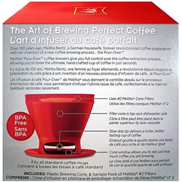 Melitta 640820 Ready Set Joe Filter Cone Pourover Cone Manual Brewer, One Cup - Image 9