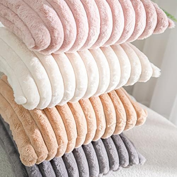 DEELAND Pack of 2,Double-Sided Faux Fur Plush Decorative Throw Pillow Covers - Image 6