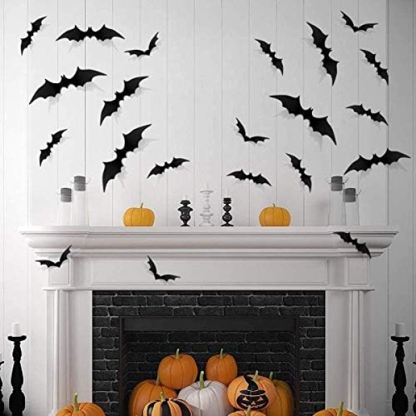 Bats Halloween Decoration 3D Bats Decorations 4 Different Sizes Wall Bat Decor - Image 6