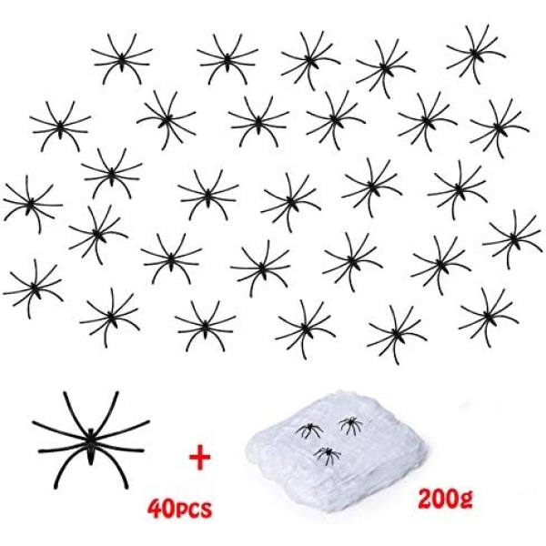 Fake Spider Web [Bonus 40 Spiders] Halloween Party Outdoor Decorations Supplies - Image 2