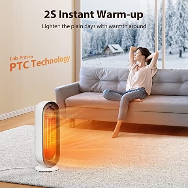 Space Heater, Ilake Space Heater for Indoor Use with ECO Mode, 1500W Ceramic - Image 2