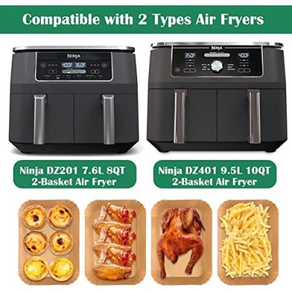 100PCS Air Fryer Liners Disposable for Ninja DZ201/DZ401, Ninja Air Fryer - Image 2