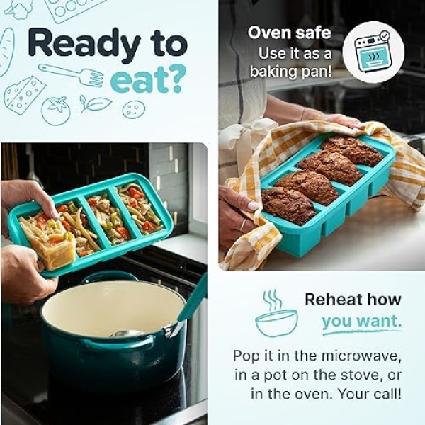 Souper Cubes 1-Cup Extra-Large Silicone Freezing Tray With Lid - Image 8