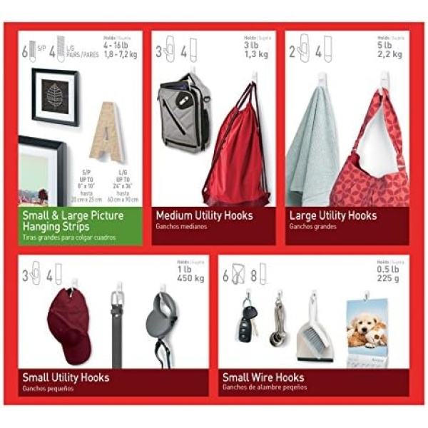 Command Utility Hooks Value Pack, Adhesive Hooks, Medium, 6 Wall Hooks 12 Medium - Image 9