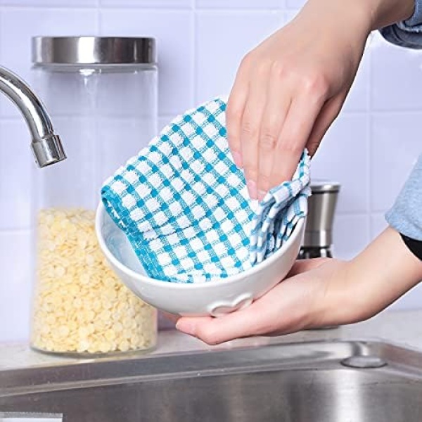 Oeleky 100% Cotton Kitchen Dish Cloths for Washing Dishes, 12x12 Inches Dish - Image 3