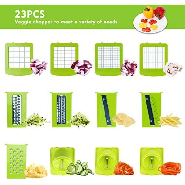 Vegetable Chopper and Slicer Dicer for Kitchen 23 PCS Veggie Slicer and Chopper - Image 2