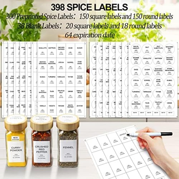 AISIPRIN 24 Pcs Glass Spice Jars with Bamboo Airtight Lids and 398 Labels, 4oz - Image 3