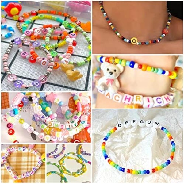 5500pcs Bracelet Making Kit,4 mm Glass Seed Beads and Letter Alphabet - Image 7