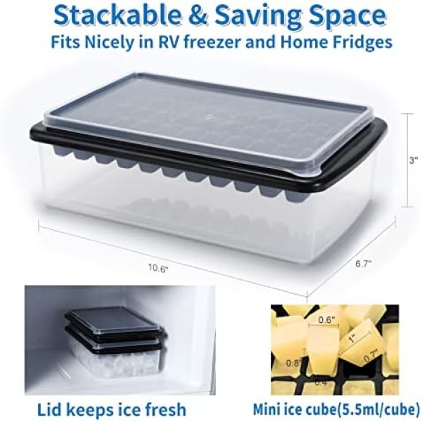 ARTLEO Ice Cube Tray with Lid and Bin for Freezer, Easy Release 55 Nugget Ice - Image 5