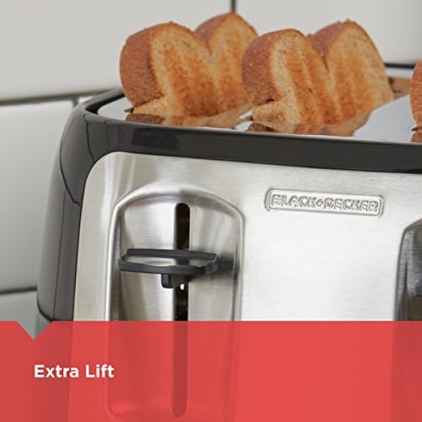 BLACK+DECKER Toaster, 4 Slice, Extra Wide Slots for Bagels and Artisan Breads - Image 5