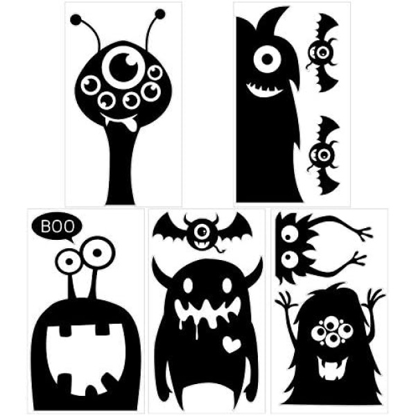 CCINEE 10PCS Giant Halloween Window Clings Novelty Cute Wiggly Monster Window - Image 2