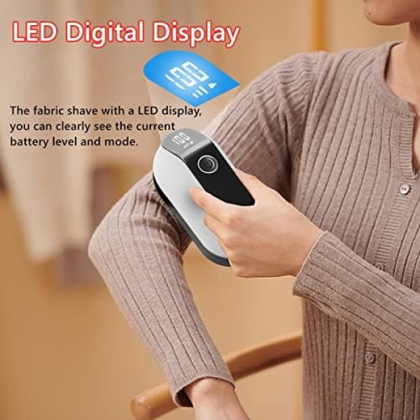 Fabric Shaver, Fuzz Remover, Rechargeable Lint Remover, LED Digital Display - Image 3