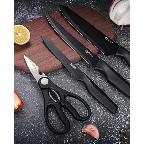 Knife Set, syvio 14 Pieces Kitchen Knife Set with Block, Knife Block Set - Image 7