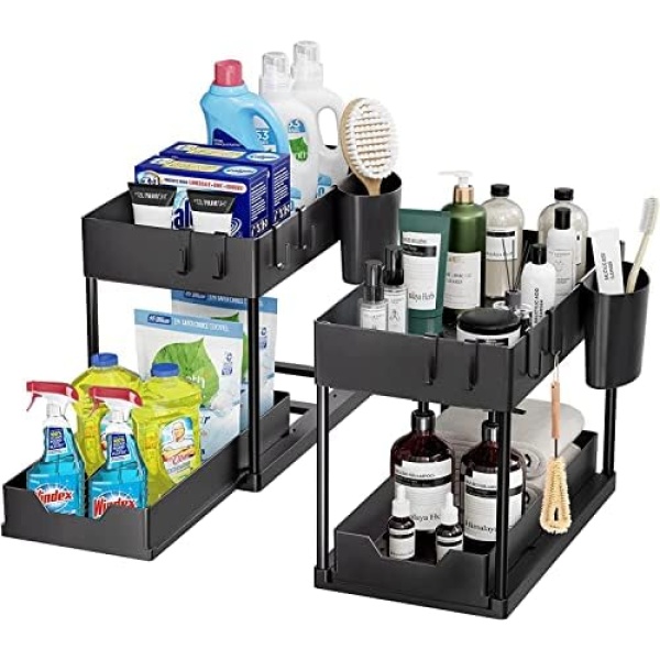 Under Sink Organizer 2 Set - Tomekji Under Sink Storage Plastic Sliding Drawer - Image 2