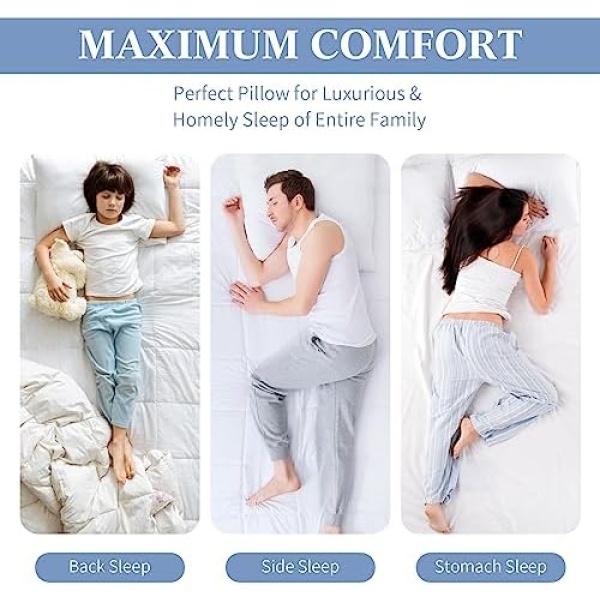 Sherwood Hotel Collection Bed Pillows for Sleeping 2 Pack Queen Size, Soft - Image 5
