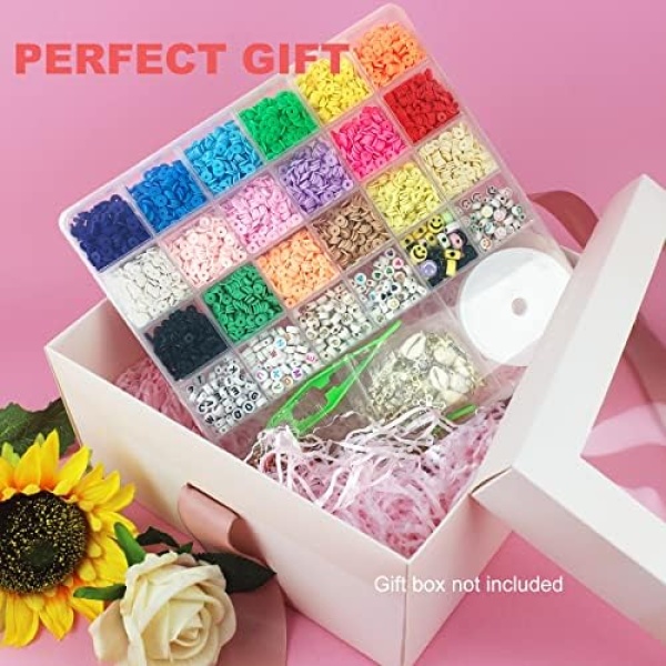 Hbnlai 5300 Clay Beads Bracelet Making Kit, Friendship Bracelet Kits Flat Preppy - Image 6