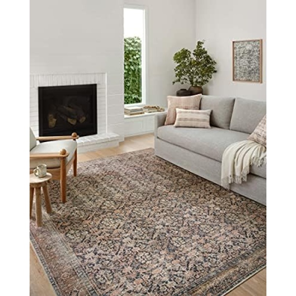 Amber Lewis x Loloi Billie Collection BIL-01 Ink / Salmon 7'-6" x 9'-6" Area Rug