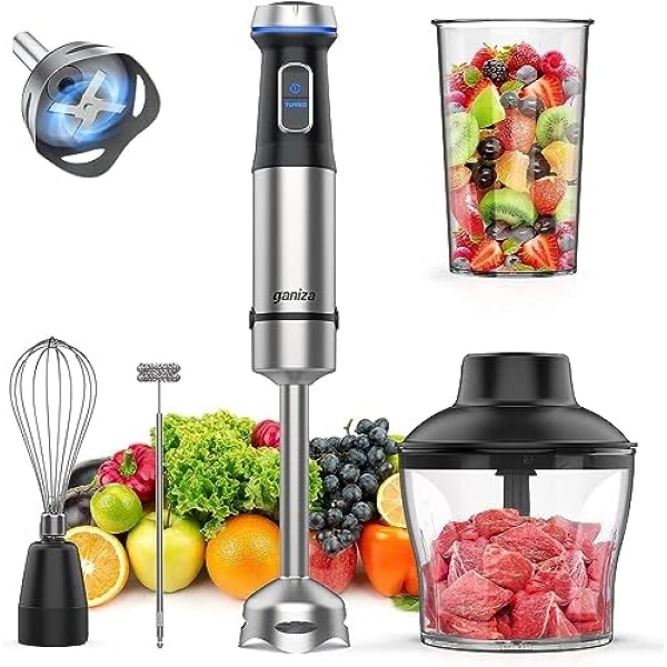 Ganiza Immersion Blender, Electric Hand Blender 800W with 15 Speed