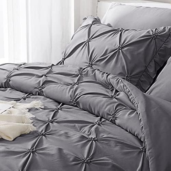 JOLLYVOGUE Queen Comforter Sets 7 Pieces, Dark Grey Bed in a Bag Comforter Set - Image 8