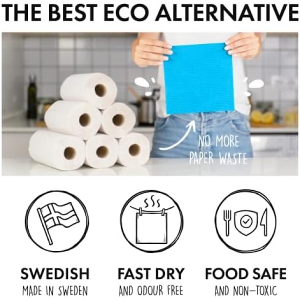 SUPERSCANDI Swedish Dish Clothes 10 Pack of Assorted Colors Reusable Compostable - Image 6