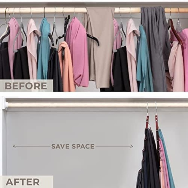 MORALVE Pants Hangers Space Saving - 2 Pack Wood Scarf Hangers for Closet - Image 3