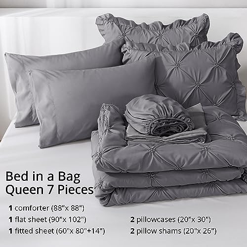 JOLLYVOGUE Queen Comforter Sets 7 Pieces, Dark Grey Bed in a Bag Comforter Set - Image 5