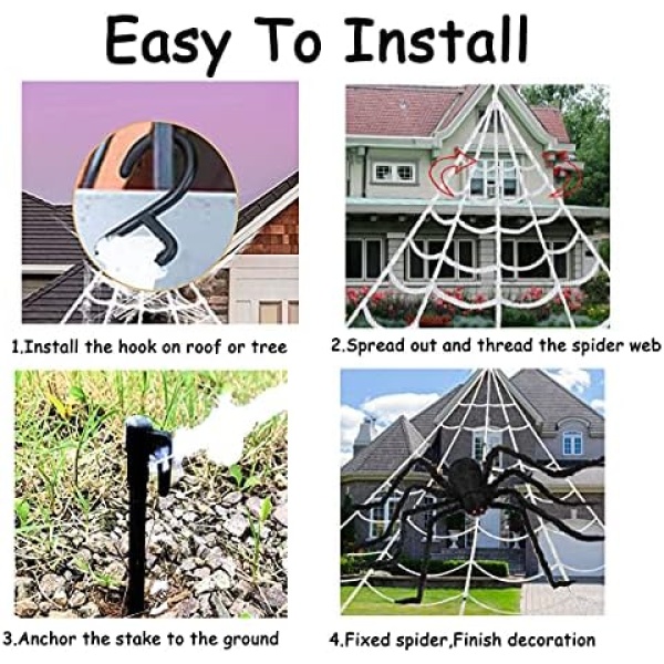 Halloween Spider Decorations,51" Giant Spider Decorations,200" Halloween Spider - Image 5