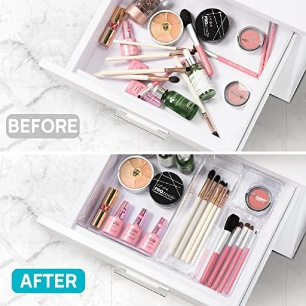 Vtopmart 25 PCS Plastic Clear Drawer Organizer, Acrylic Desk Drawer organizers - Image 3