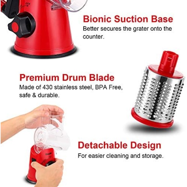Geedel Kitchen Cheese Grater, Rotary Mandoline Vegetable Slicer - Image 6