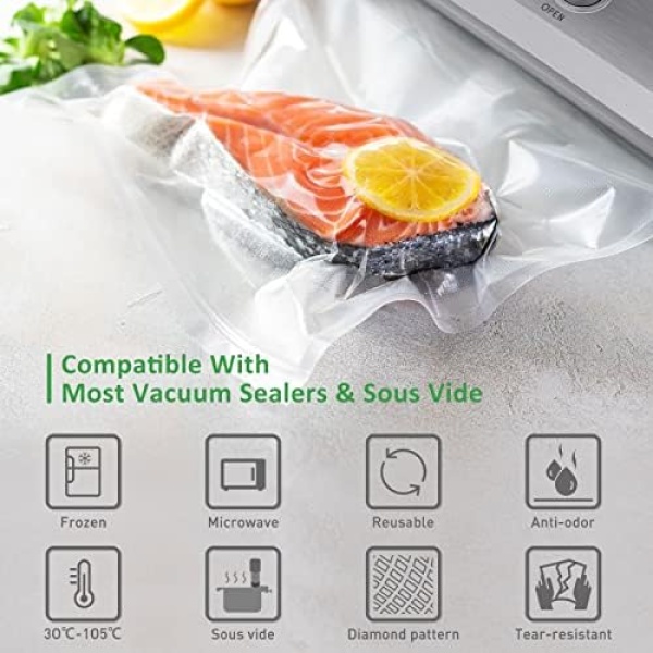 Food Vacuum Sealer Bag Rolls: KitchenBoss 6 Rolls Food Saver Bags - Image 2