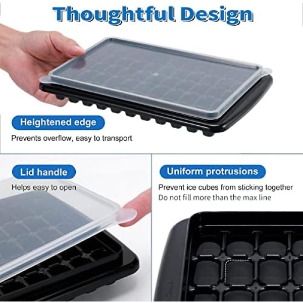 ARTLEO Ice Cube Tray with Lid and Bin for Freezer, Easy Release 55 Nugget Ice - Image 3