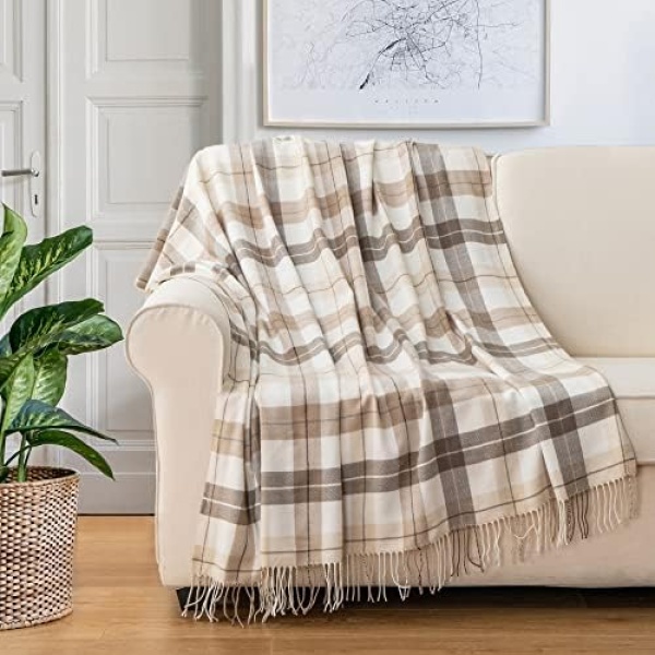 BATTILO HOME Fall Plaid Throw Blanket for Couch, Farmhouse Checkered Decor Throw - Image 2