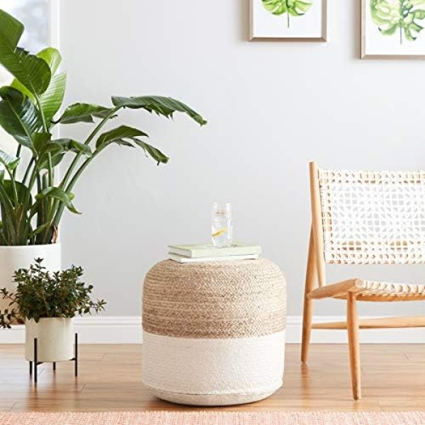 Signature Design by Ashley Sweed Valley Jute & Cotton Pouf, 19 x 19 Inches - Image 7