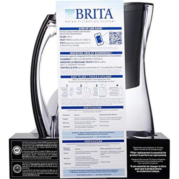 Brita Medium 8 Cup Water Filter Pitcher with 1 Standard Filter, BPA Free Marina - Image 3