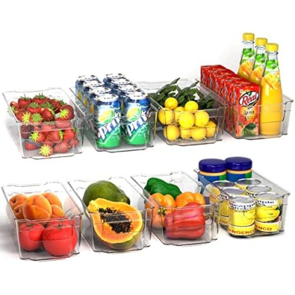 KICHLY 8 Pantry Organizer - Fridge Organizers for Freezer & Refrigerator