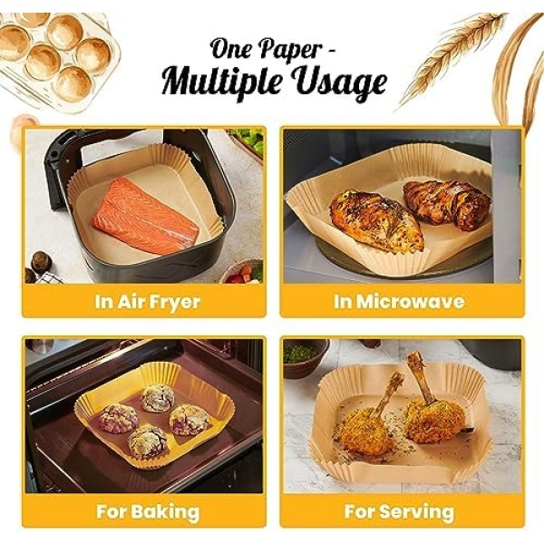 Air Fryer Liners, 120Pcs Disposable Air Fryer Parchment Paper Liners - Image 3