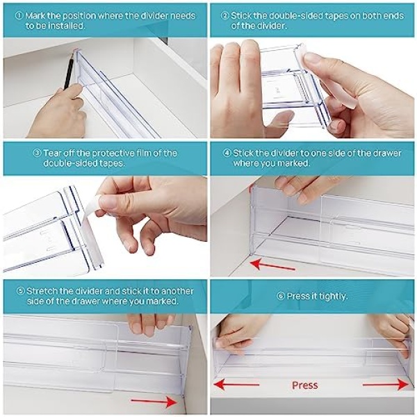 Drawer Dividers Organizers 8 Pack, Vtopmart Adjustable 3.2" High Expandable from - Image 2