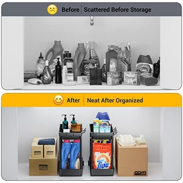Cicilyna 2 Pack Under Sink Organizer, 2 Tier Bathroom Cabinet Organizers - Image 4