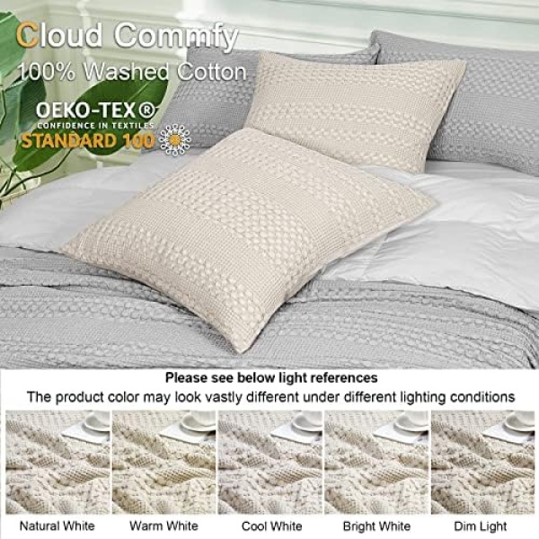 PHF 100% Cotton Waffle Weave Euro Sham Covers, 2 Pack 26" x 26" Pillow Covers - Image 4