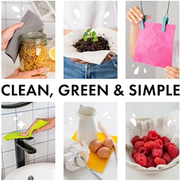 SUPERSCANDI Swedish Dish Clothes 10 Pack of Assorted Colors Reusable Compostable - Image 2
