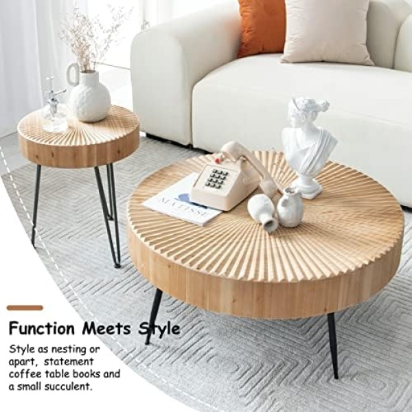 COZAYH 2-Piece Modern Farmhouse Living Room Coffee Table Set, Nesting Table - Image 3