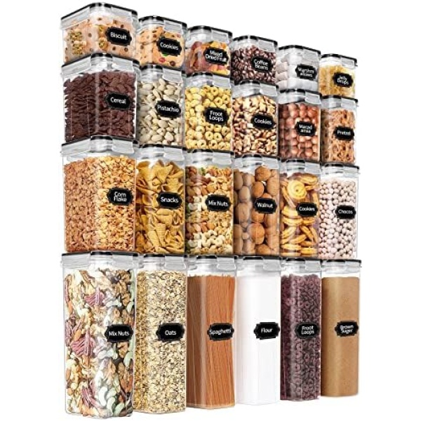 Airtight Food Storage Containers Set with Lids, 24 PCS Clear Kitchen Pantry