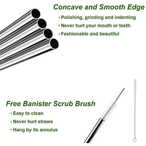 VEHHE Metal Straws Stainless Steel Straws Drinking Straws Reusable - 10.5 inches - Image 5