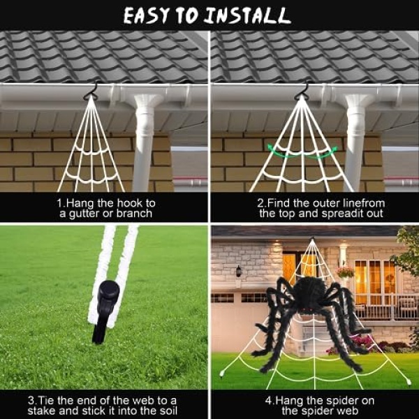 Brighter Spider Webs Halloween Decorations Lights,250 Purple LED Light Up - Image 5