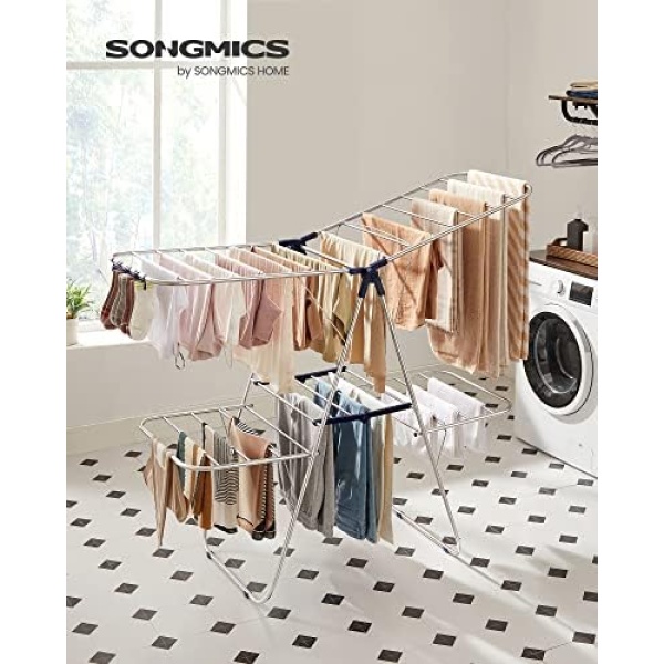 SONGMICS Clothes Drying Rack, Laundry Drying Rack, Free-Standing Drying Rack - Image 2