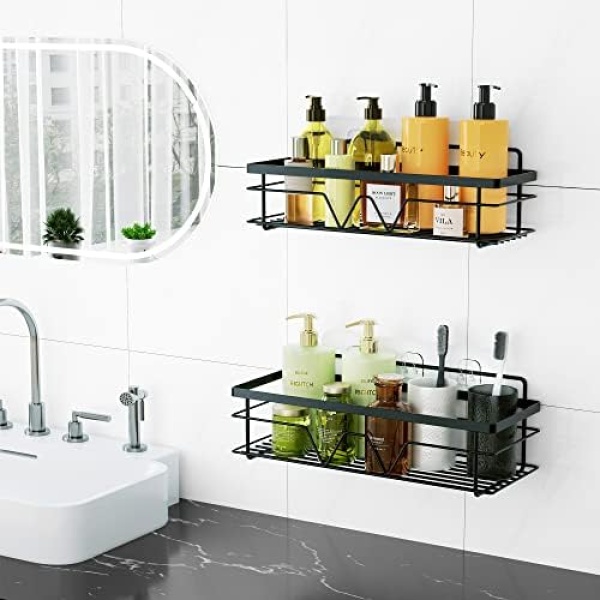 Vtopmart 5 Pack Shower Caddy Shelves Organizer with 4 Hooks, Self Adhesive Rack - Image 5