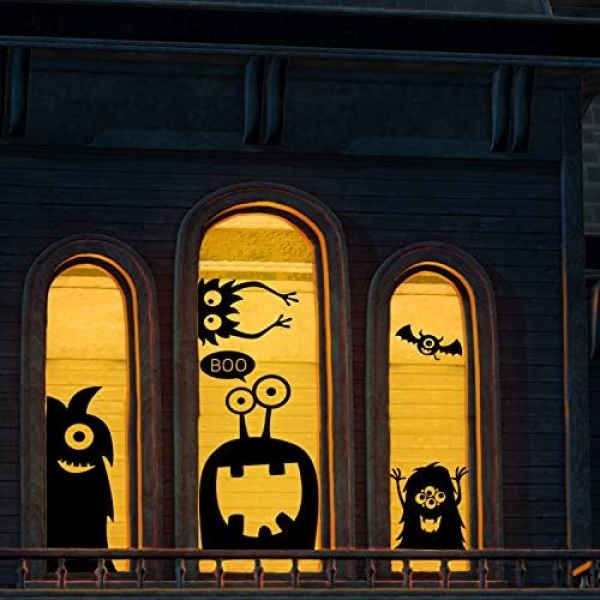 CCINEE 10PCS Giant Halloween Window Clings Novelty Cute Wiggly Monster Window