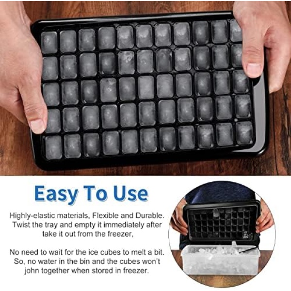 ARTLEO Ice Cube Tray with Lid and Bin for Freezer, Easy Release 55 Nugget Ice - Image 2