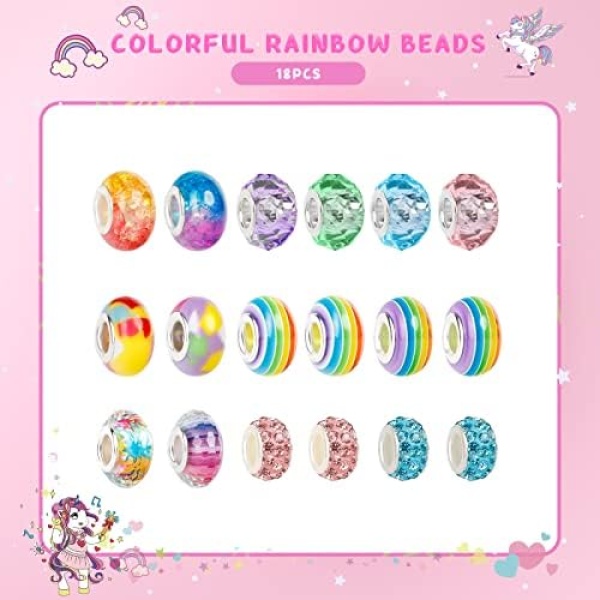 PERRYHOME Charm Bracelet Making Kit for Girls, 62 Pcs Unicorn Jewelry Making Kit - Image 3