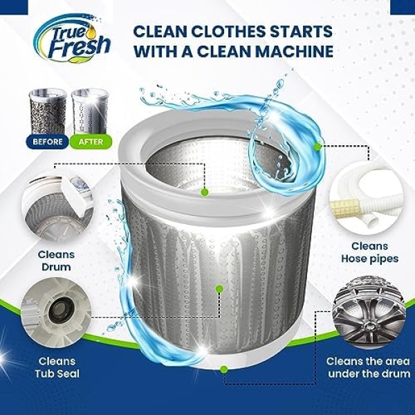 True Fresh Washing Machine Cleaner Tablets, 15 Solid Deep Cleaning Tablet - Image 3
